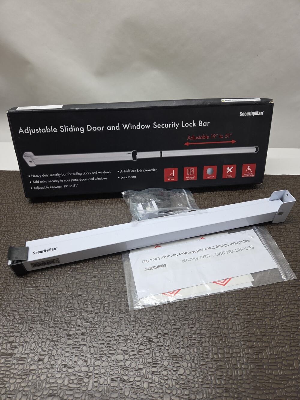 SECURITYMAN Adjustable Sliding Door And Window Security Lock Bar